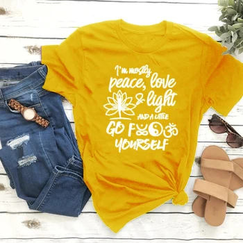 Aš esu wostly taikos, meilės ir šviesos marškinėliai moterims mados grafinis juokinga Krikščionių religijos hipster tees atsitiktinis mielas meno viršūnes - K460