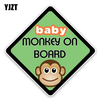 YJZT 13.1*13.1 CM Lovely BABY Monkey LAIVE Spalvotas Grafinis Automobilių Lipdukas Apdailos C1-5578