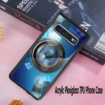 Kūrybos Telefono kamera Atveju Akrilo organinio Stiklo TPU telefono dėklas Samsung Galaxy S8 S9 S10 s10e S20 PLUS ULTRA S6edge