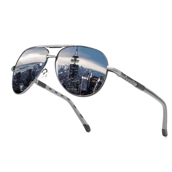 Pavasario uždengimo UV400 poliarizuoti akiniai nuo saulės vyrams Prabangių italų prekės ženklo dizaineris akiniai metalo retro saulės Gafas De Sol Hombre