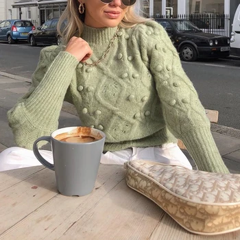 Senovinių moterų elegantiška žalia megztiniai 2020 mados ponios megzti trumpas puloveriai atsitiktinis moterų mielas baltas megztinis mergaitėms chic