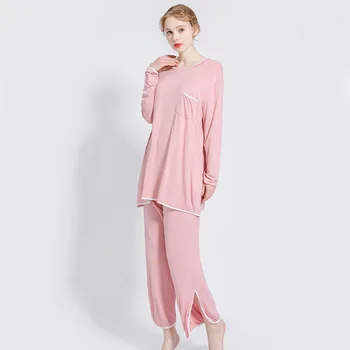Pijama 2019 naujų transporto rūšių ilgomis rankovėmis namų kostiumai-dviejų dalių rinkinys moterims atsitiktinis pižama tinka palaidi sleepwear marškinėliai+kelnės 2 vnt rinkinys