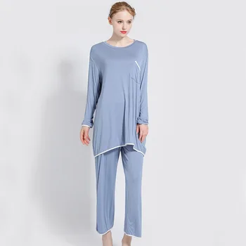 Pijama 2019 naujų transporto rūšių ilgomis rankovėmis namų kostiumai-dviejų dalių rinkinys moterims atsitiktinis pižama tinka palaidi sleepwear marškinėliai+kelnės 2 vnt rinkinys