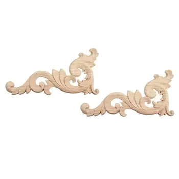 4 gabalus ornamentu ornamentu medienos rankų darbo papuošalai už drabužių spinta, baldai kampe 15x7.5cm