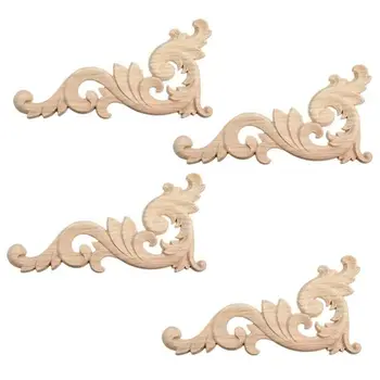 4 gabalus ornamentu ornamentu medienos rankų darbo papuošalai už drabužių spinta, baldai kampe 15x7.5cm