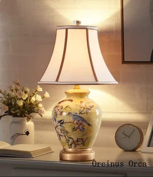 Amerikos Kaimo Handpainted Stalo Lempa gyvenamojo Kambario, Miegamojo, Naktiniai staleliai, Lempa Nauja Kinijos Spalvos Keramikos LED Stalo Lempa