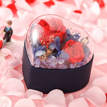 Konservuotos Gėlės Rožės Papuošalų Dėžutė Eternal Rose Valentino Dienos Dovanų Dėžutėje Niekada Nudžiūvo Rožės Žiedas, Auskarai Savininkas Už Savo