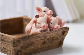 Medinio lovio kiaulių Gyvūnų Dekoratyvinis kiaulių portretai Dervos Amatų Dovanos Zodiako iš Pradžių gražių namų Puošybai lėlės vestuvių