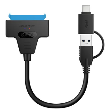 20cm/50cm USB 3.0 USB C SATA 2 in 1 Standžiųjų Diskų Keitiklio Kabelį Paramos 2,5 colio SATA SSD Kietojo Disko Adapteris