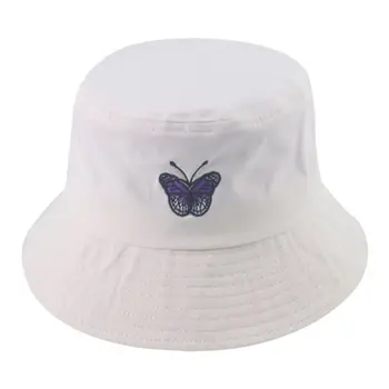 Unisex Vasaros Drugelis Siuvinėjimo Kibiro Kepurę Trumpas Kraštų Saulės Žvejo Kepurė