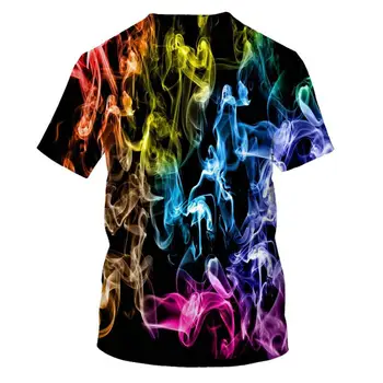 Kūrybos Dūmų Grafinis Rašalo Stiliaus Atsitiktinis vyriški T-shirt 3D Atspausdintas Viršūnės Vasarą Apvalios Kaklo Marškinėliai Plius Dydis Streetwear