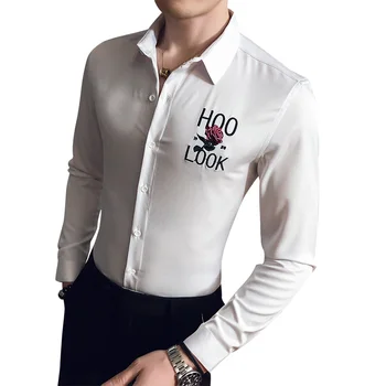 Britų Stiliaus Pavasarį Naujas Vyrų Atsitiktinis Marškinėliai Ilgomis Rankovėmis Paprasta Visų Rungtynių Slim Fit Verslo Oficialią Dėvėti Office Palaidinė Juoda/Balta