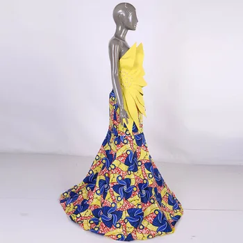Dashiki Afrikos Suknelės Moterims heidi bazin Riche Ilgai Šalies vakarinės Suknelės Moterims Afrikos Drabužių Žiedlapis Perlai Suknelės WY3466