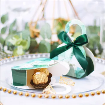 AVEBIEN 50pcs kūrybos žalias lapas nešiojamų maža dėžutė vestuvių dekoravimas Vestuvių, Džiaugtis ir Dovanos svečiams Baby Shower Saldainių Dėžutė