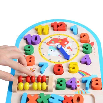 Medinis Laikrodis Žaislas Kūdikiui Spalvingą Dėlionę Skaitmeninis Geometrijos Laikrodis Švietimo 12 Numeris Aukštos Kokybės Vaikams, Vaikų Dovanų