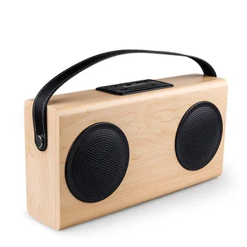Naują įrašą Mediniai Portable Bluetooth Speaker FM Radijo Medienos Grūdų Wireless Stereo Garsiakalbiai du kartus Ragų Namų Lentynoje Garsiakalbiai