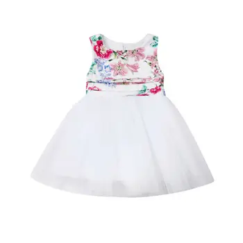 Baltoji Princesė Suknelė Vasaros Gėlių Vaikai Be Rankovių Suknelės Vaikų Šalis Inscenizacija Tiulio Kamuolys Suknelė