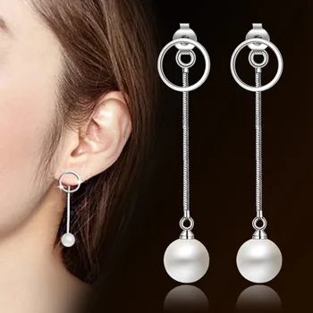 925 sterlingas sidabro mados pearl-Shambala kamuolys ponios ilgai stud auskarai moterims, papuošalai moterų dovana pigu