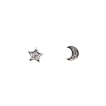 Naujas 925 sterlingas sidabro skanėstas dizainas subtilus minimalistinis moon star smeigės kelis smeigės žavinga mergina sidabro auskarai moterims