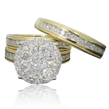 Apakinti Aukso Spalvos Žiedas White Crystal Pora Žiedas Žavinga Nuotakos Vestuvių Dalyvavimą Prekės Ženklo Papuošalai