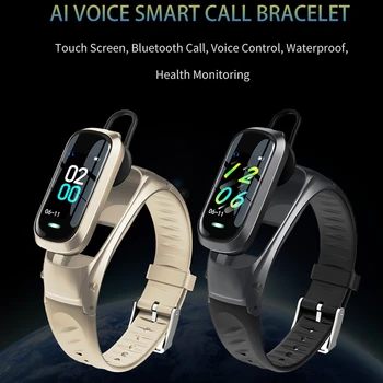 B9 Belaidės Ausinės Smart Watch Širdies ritmas, Kraujo Spaudimas Fitneso Apyrankę 5.0 AI Balso 