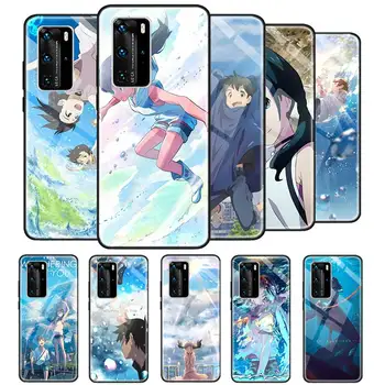 Tenki Ne Ko Anime Atveju, Huawei 30 P40 Lite 5G P20 P10 P Smart S Z Pro 2019 Padengti Grūdinto Stiklo Telefonas Coque
