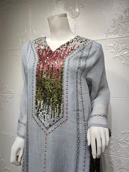 Ramadanas Musulmonų Moterų Suknelė Embroiedery Blizgančiais Turkija Indija Abaja Chalatai Djellaba Islamo Drabužių Šalies Vestidos Elegantiškas Apdaras