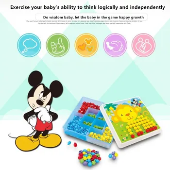 Disney Vaikų Švietimo Žaislai Grybų Nagų Įdėkite Pupelių Dėlionės 3-4-5-6-7 Metų Pradžioje Švietimo-Žaislai