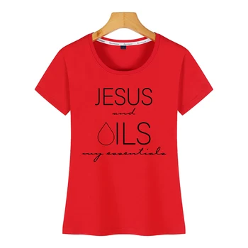 Topai Marškinėliai Moterims jėzus ir alyvos Mados Baltos spalvos Trumpą Moterų Marškinėlius