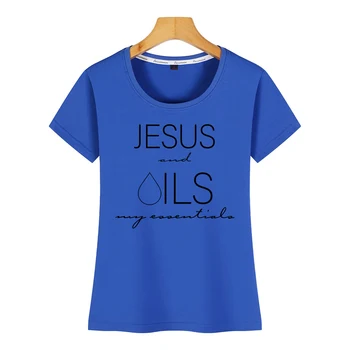 Topai Marškinėliai Moterims jėzus ir alyvos Mados Baltos spalvos Trumpą Moterų Marškinėlius