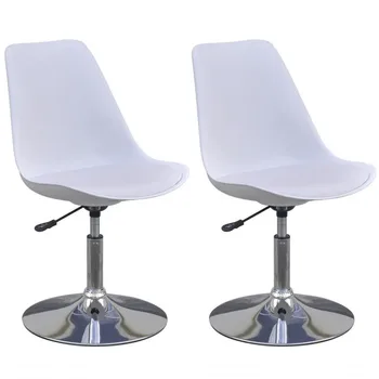 Valgomojo Kėdės 2 vnt Reguliuojamo Aukščio Pasukama Baltos spalvos Valgomojo Kėdės