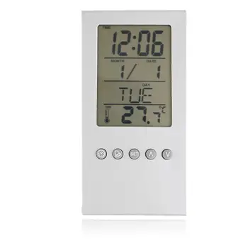 Skaidrus ABS multi-funkcijos Skaitmeninių Stalas Pen/Pieštukas Turėtojas LCD Žadintuvas, Termometras & Kalendoriaus Rodymas Namų Dekoro