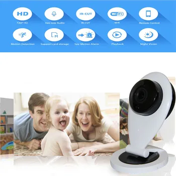 Wifi Bevielio IP Kameros 720P 1.0 MP CCTV Apsaugos, IP Kameros Kūdikio stebėjimo Judesio Aptikimo ES MUMS plug