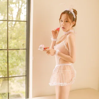 Sexy Bunny mergina cosplay kostiumų Erotika skaidrus babydoll japonijos neklaužada apatinis trikotažas porno kraujavimas iš Marlės Katytė uniformas Suknelė sekso žaisti