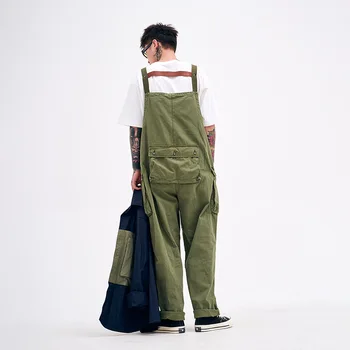 Vyriški darbo drabužiai darbo drabužių streetwear atsitiktinis palaidų plius dydis hip-hop stilius, tiesios kojos kelnės žalios kelnės 2020 m.