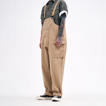 Vyriški darbo drabužiai darbo drabužių streetwear atsitiktinis palaidų plius dydis hip-hop stilius, tiesios kojos kelnės žalios kelnės 2020 m.