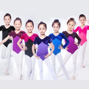 Baleto, Gimnastikos Leotard, Vaikams, Vaikų, Balerinos Trumpas Rankovės Aksomo Bodysuit Mergaičių Baleto Profesionalų Šokio Drabužių DNV10153