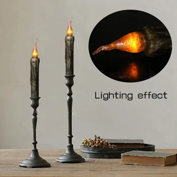 17cm LED Flameless Vaško Žvakė su baterijomis, Siaurėjantys Žvakė Juoda Karšto Pardavimo