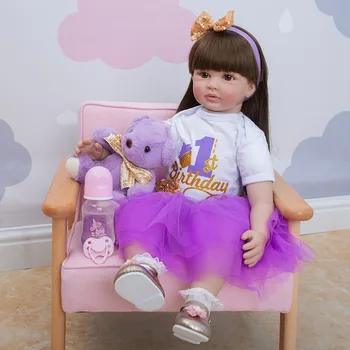 Naujas 24 Colių Bebe Atgimsta Mergina Lėlės Audinio Organas, Įdaryti Realus Princesė Baby Doll Žaislas Vaikas, Gimtadienio Dovana, Žaisti Žaislas