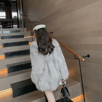 UMI MAO 2020 Naujas Žiemos Fox Fur Coat Moterų Mados Lokomotyvų Jaunų Kailinius, Kailis Vidutinio ilgio Outwear Moteris