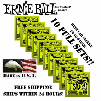 10 Pak Ernie Ball Reguliariai Slinky 10-46 Elektros Stygos 2221 (10 RINKINIŲ)