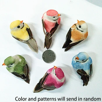 2 Vnt Su Plunksnomis Sodo Kieme Dekoratyvinis PASIDARYK pats Apdailos Putų Papuošalai Modeliavimas Mini Paukštis Su Magnetu Namas