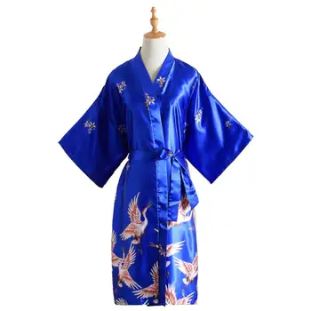 Spausdinti Moterų Sleepwear Bordo Kinų Šilko, Viskozės Skraiste Suknelė Bridemaids Seksualus Vestuvių Pižamą Chalatas Kimono Vienas Dydis