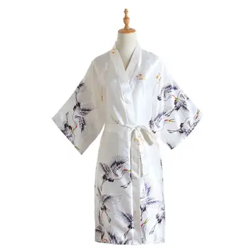Spausdinti Moterų Sleepwear Bordo Kinų Šilko, Viskozės Skraiste Suknelė Bridemaids Seksualus Vestuvių Pižamą Chalatas Kimono Vienas Dydis