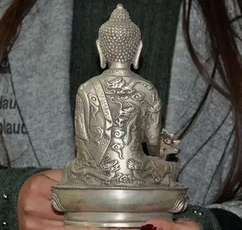 Tibeto Budistų šventykla sidabro Medicina Buddha Sakyamuni Shakyamuni budos statula