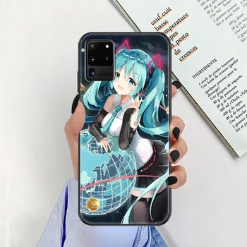 Mielas Miku Mergina Hatsune Telefono dėklas, Skirtas Samsung Galaxy Note 4 8 9 10 20 S8 S9 S10 S10E S20 Plius UITRA Ultra black 3D coque tendencija