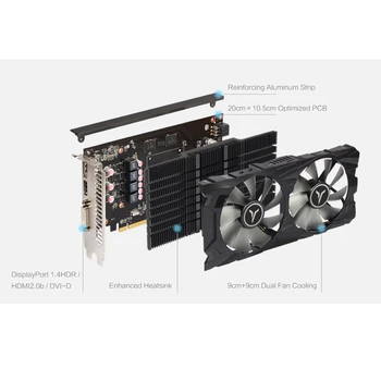 Yeston RX560D-4G D5 GAEA Grafikos Kortelės Dvejopo Aušinimo Ventiliatorius 4GB Atminties GDDR5 128Bit DP + HD + DVI-D GPU Patobulintas Heatsink