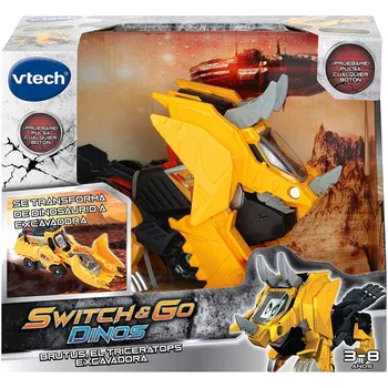VTech - Brutus, ekskavatoriai Triceratopsas. Interaktyvių Elektroninių dinozaurų transformuojamas automobilių geltona Spalva (3480-195122)