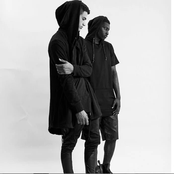 2019 naujos vyriškos ilgos striukės su gobtuvu Gatvės Hip-Hop Streetwear Pavasario Juoda Mantija Hoodies Palaidinės Hoody Mens Cardigan 3XL
