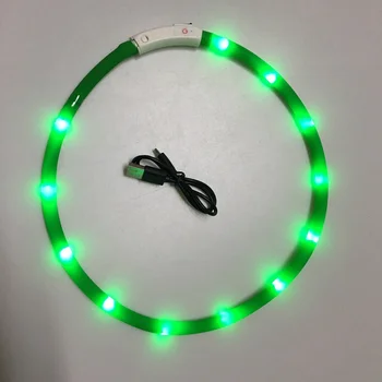 LED Augintinių, Šunų, Kačių Šviesos Žiedai Įkrovimo Mirksi Naktį Šunų Antkakliai USB Šviesos Apykaklės Augintinio Kaklo Apdaila Spindinčią Tamsoje
